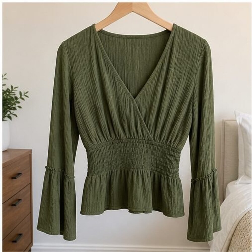 Navy Tie Neck Blouse
